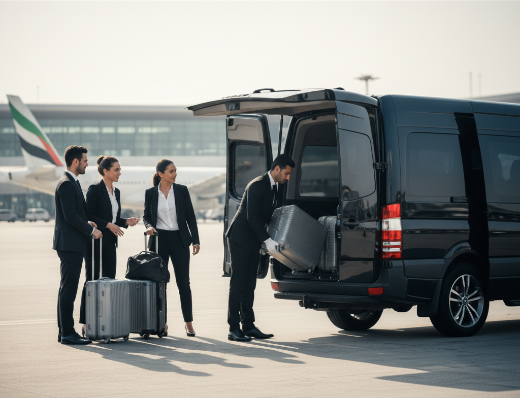 Airport Limousine in Abu Dhabi, Abu Dhabi airport transfer, AUH chauffeur service, efficient airport transport, luxury transfer Abu Dhabi, reliable corporate travel