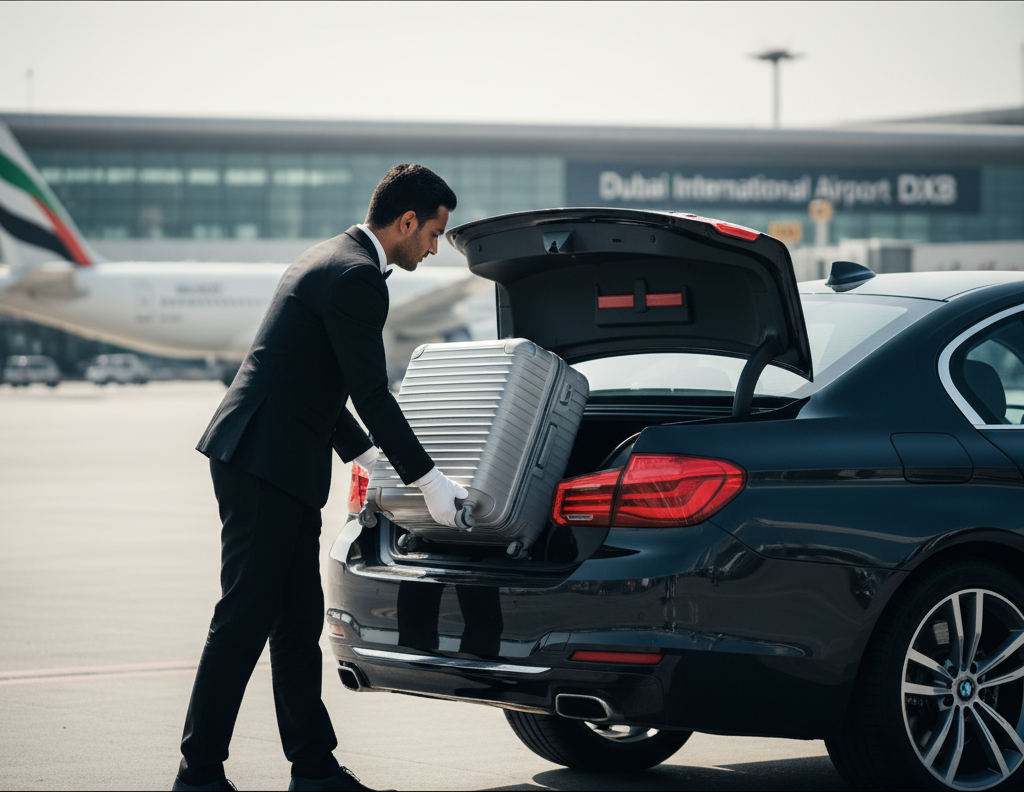 Airport Limousine in Dubai, Dubai airport transfer, DXB chauffeur service, DWC limo, reliable airport transport, luxury airport transfer Dubai