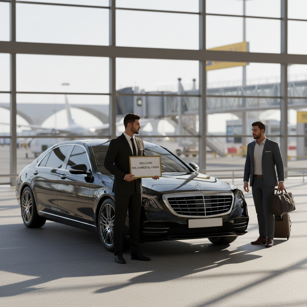 Airport Transfer Dubai, DXB chauffeur service, DWC transfer, Dubai luxury car airport, executive airport transfer, private driver Dubai price