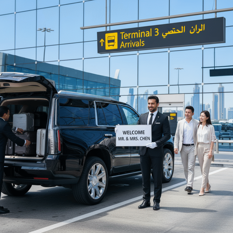 Abu Dhabi Airport Pickup, AUH chauffeur service, luxury airport transfer Abu Dhabi, executive car service AUH, Abu Dhabi business travel, meet and greet AUH