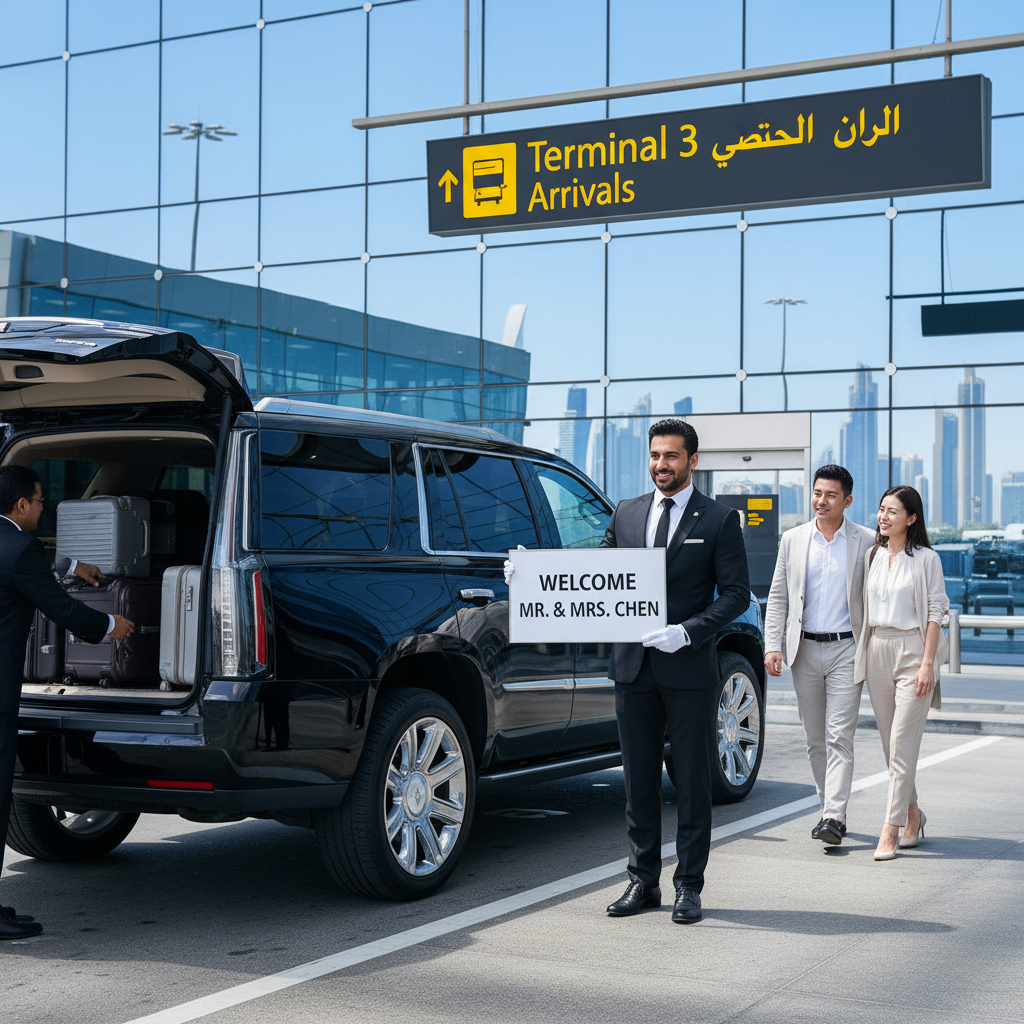 Abu Dhabi Airport Pickup, AUH chauffeur service, luxury airport transfer Abu Dhabi, executive car service AUH, Abu Dhabi business travel, meet and greet AUH