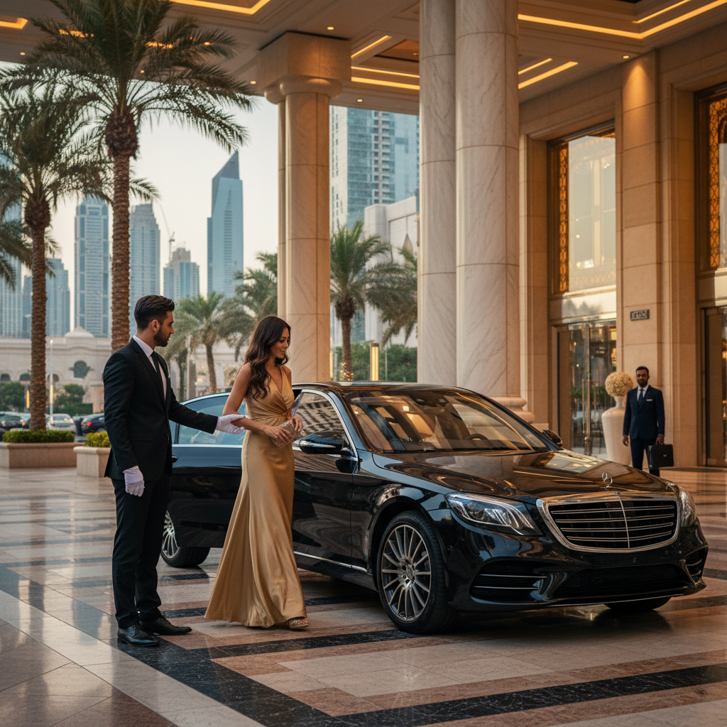 Hotel Transfer Service Dubai, airport transport, Dubai travel, professional airport pickup, ground transportation, safe travel Dubai, Wasalni Limousine