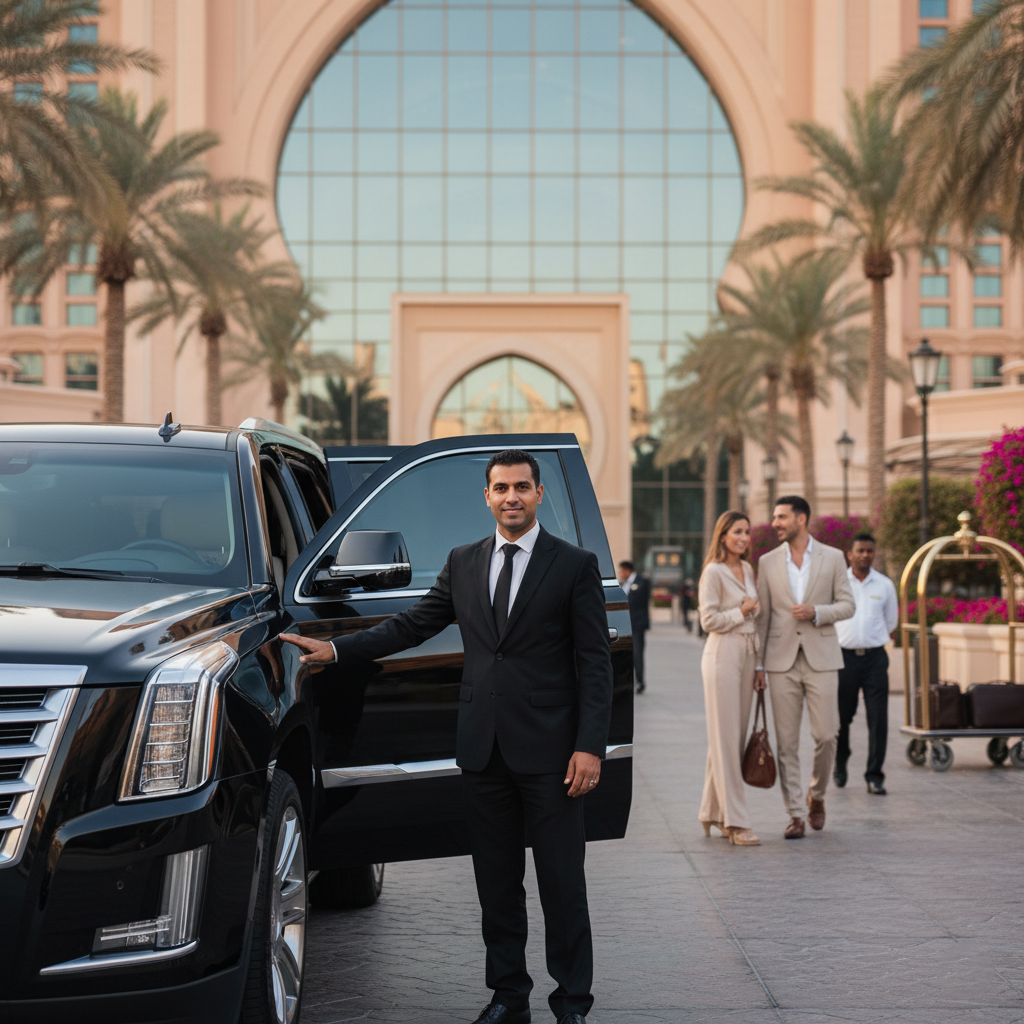 Chauffeur Services Dubai 2026, luxury transportation Dubai, future mobility, electric chauffeur Dubai, professional driver technology, Wasalni Limousine, Dubai luxury cars