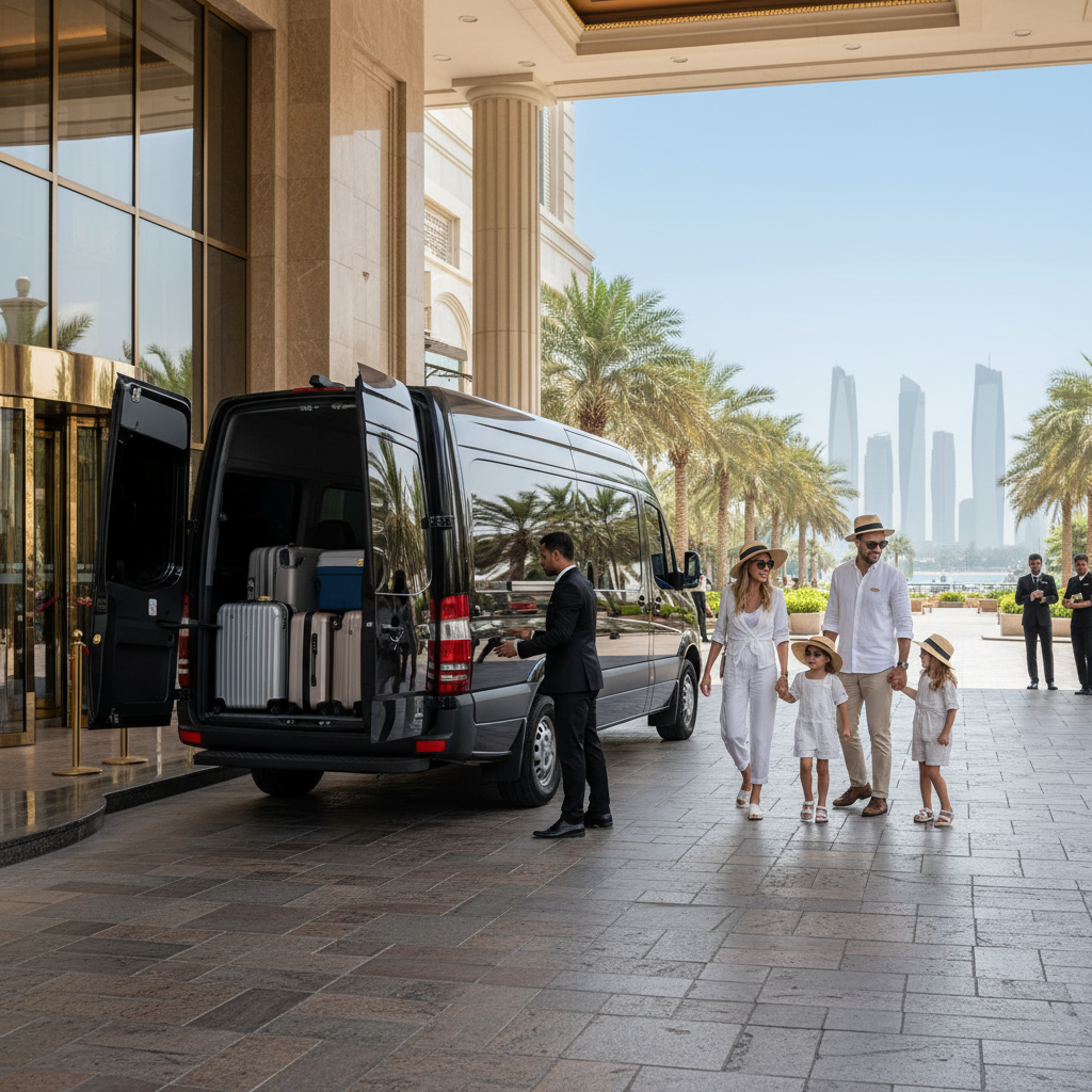 Airport Limo Abu Dhabi, Abu Dhabi airport transfers, family transfers Abu Dhabi, group transport AUH, luxury chauffeur service Abu Dhabi, Abu Dhabi limousine service