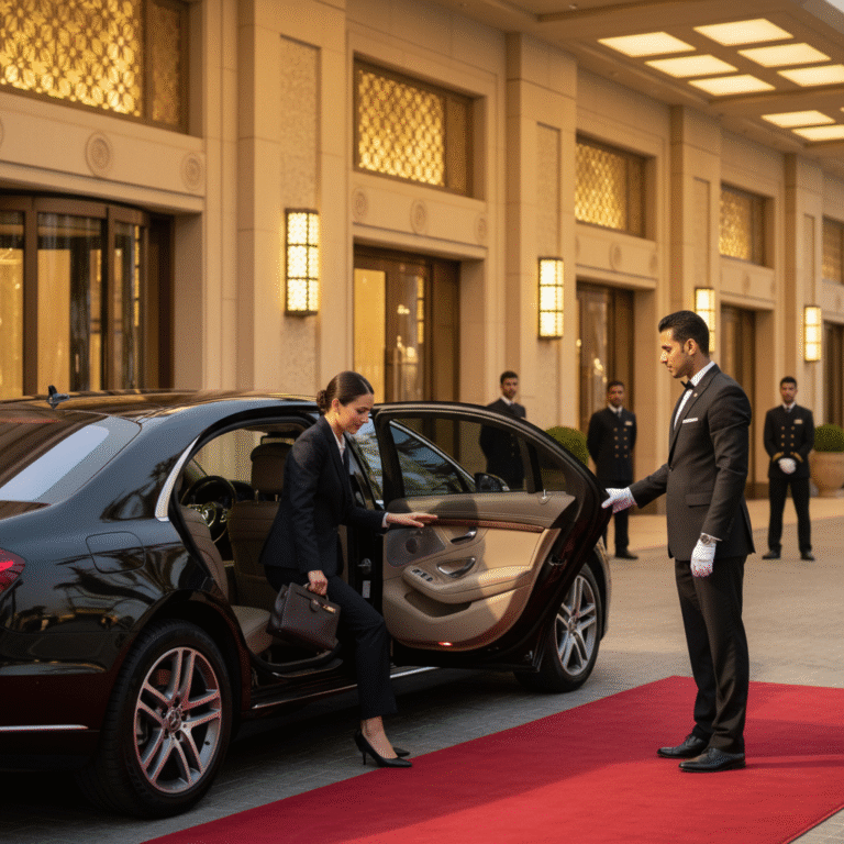 Corporate Limo Service Dubai, executive travel Dubai, VIP client transfer, Dubai roadshow chauffeur, business transportation Dubai, luxury sedan rental Dubai