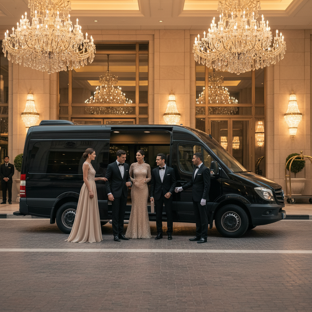 Limousine Dubai Services, corporate chauffeur Dubai, executive transport UAE, Dubai VIP roadshow, business travel luxury, security focused limousine, inter-emirate travel, corporate fleet management