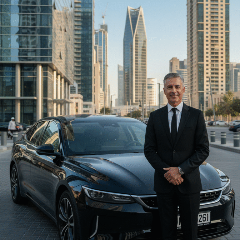 Dubai Limousine Service, luxury desert transport Dubai, VIP desert safari transport, chauffeur service desert camping, SUV limousine Dubai, private driver desert Dubai, executive transport UAE