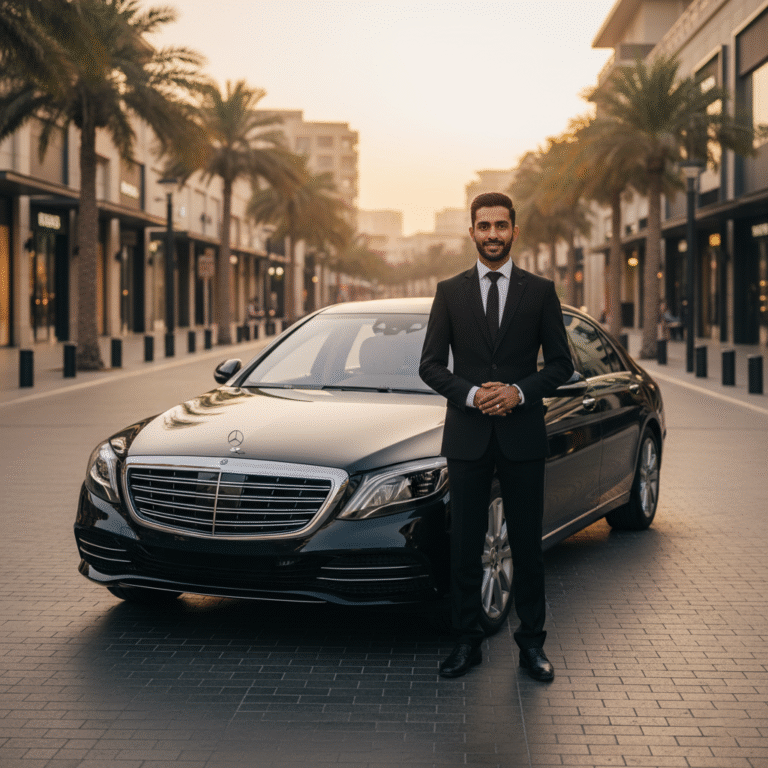 Dubai Limousine Service for Private Night, night photography tour Dubai, luxury transport photography, chauffeur service Dubai dark