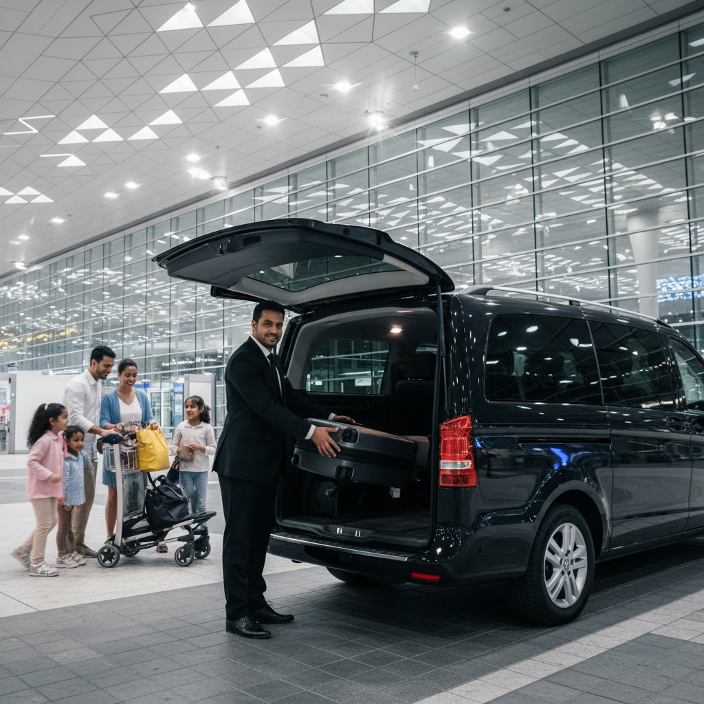 Limousine Taxi Dubai, Dubai airport transfer, DXB night arrival, DWC limousine service, luxury taxi Dubai, chauffeur service night, reliable airport taxi